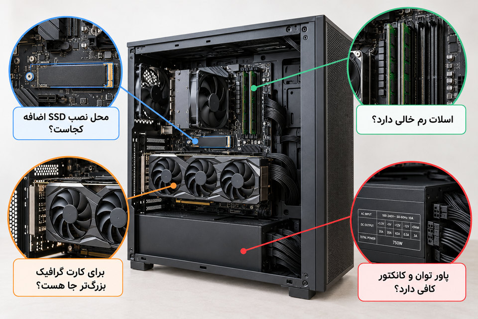 قابلیت ارتقا به پشتیبانی قطعات، اتصالات و فضای داخلی سیستم وابسته است.