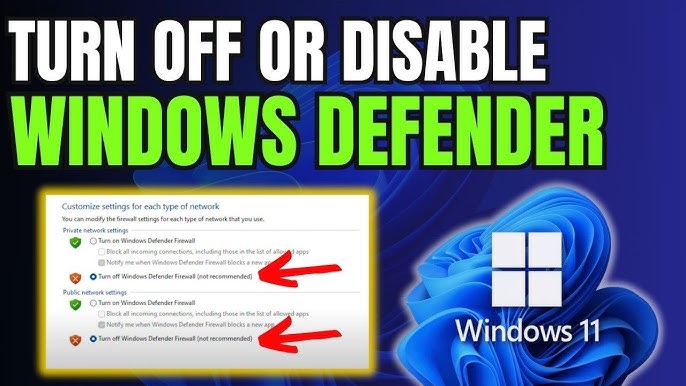 غیرفعال‌ سازی Windows Defender