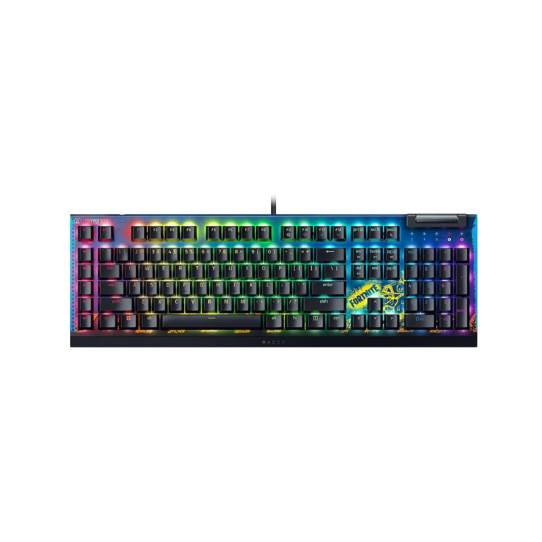 کیبورد گیمینگ ریزر مدل BLACKWIDOW V4 X FORTNITE EDITION YELLOW SWITCH WRD