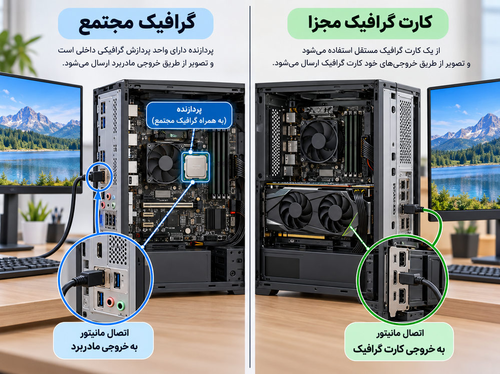 تفاوت گرافیک مجتمع پردازنده و کارت گرافیک مجزا در کامپیوتر اداری